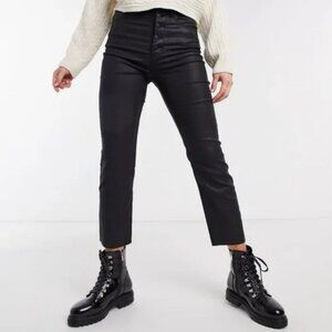 Abercrombie & Fitch Coated Black Ultra High Rise The Ankle Straight 24